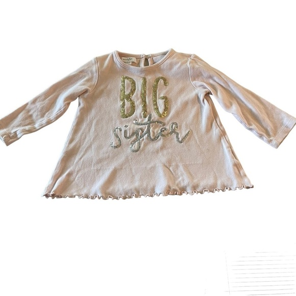 Mudpie Big sister long sleeve shirt gold and silver words size medium 24m 2T/3T - Picture 1 of 8
